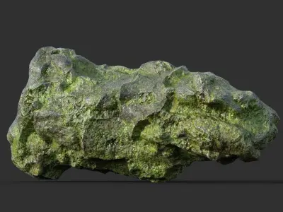 Low poly Damaged Jungle Mossy Rock B Low-poly 3D model