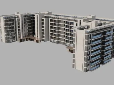 Glass building exterior Low-poly 3D model