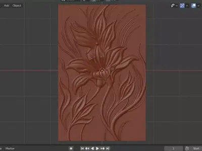 Decorative Floral Relief Wall Decor Set STL Mural CNC 391 3D model