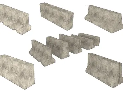 Concrete barriers collection Free low-poly 3D model