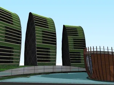 iconic buildings layout  Low-poly 3D model