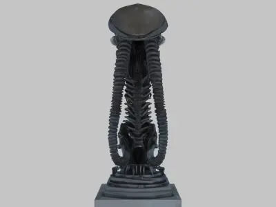 Alien Xenomorph Elongated Skull Head Bust High-Poly Sci-Fi  Low-poly 3D model