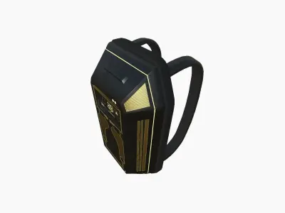 SciFi Backpack E03 Black Gold - Fashion Character Design Low-poly 3D model