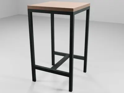 Light Oak and Brushed Steel Stool 3D print model