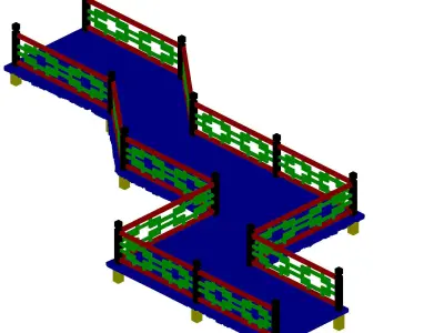 Game Building - nine - wooden bridge 23 3D model
