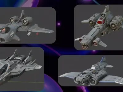  Spaceship Pack  24 PBR Game Ready  Low-poly 3D model