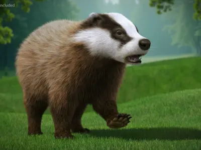  Badger Brown Fur Rigged 