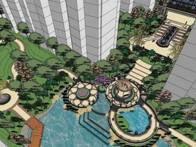 classical landscape theme park 3D model