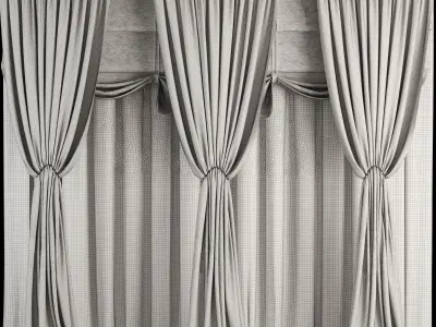 Silk and Satin Curtain Low-poly 3D model