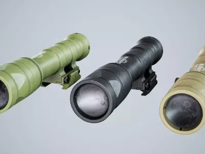 Tactical Flash Light SureFire M600v Led IR Rifle Weapon Mounted Low-poly 3D model