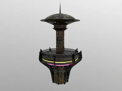 Cyberpunk City - Building 26 -TOKEN Skyscrape Low-poly 3D model Low-poly 3D model