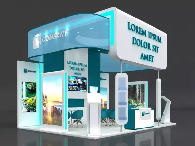 Exhibition Stand Booth Stall 5x5m Height 500cm 3 Side Open 3D model