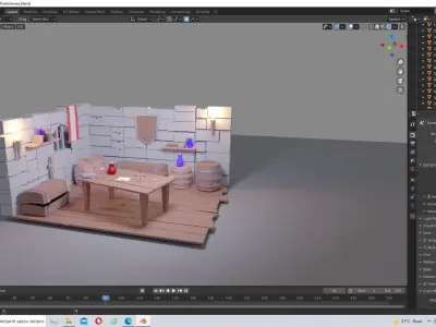 the lair room with furniture in it Free low-poly 3D model