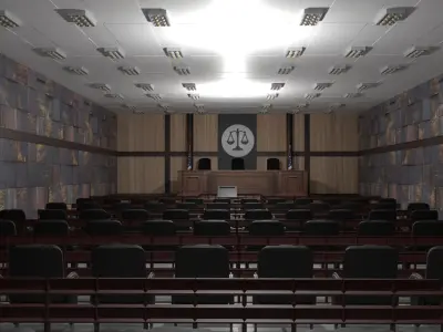 Court Room Interior Low-poly 3D model