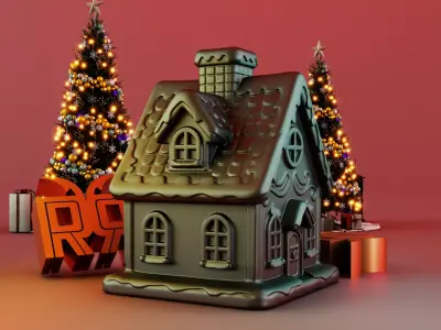 Frosted Christmas Ginger House 3D print model