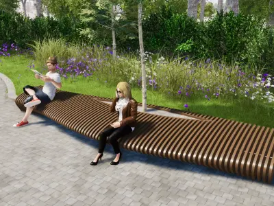 PARAMETRIC BENCH Low-poly 3D model