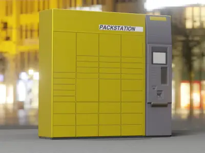 Packstation Object -4- Packstation with touchpad interface Low-poly 3D model