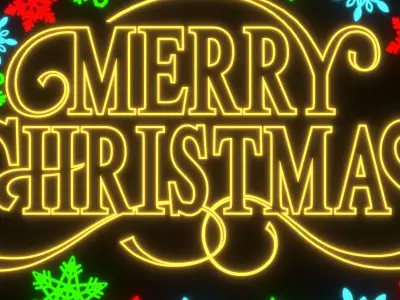 Neon Light Christmas Set1 3D model