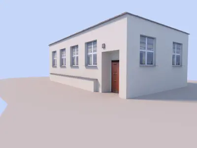 House building with roof Low-poly 3D model