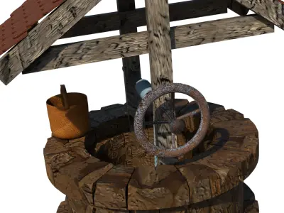 3D low poly old well Low-poly 3D model