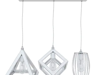 Modern Black Cage Pendant Lights 3D model