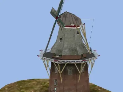 Dutch old windmill Low-poly 3D model