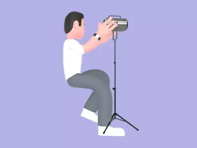 Stylized 3D Male Photographer Character - Adjusting Studio Light 3D model