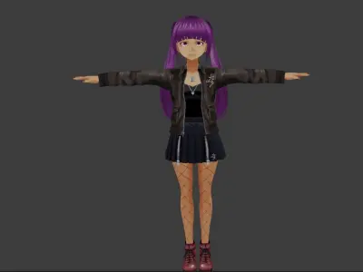 cute anime Girl character m2 Low-poly 3D model