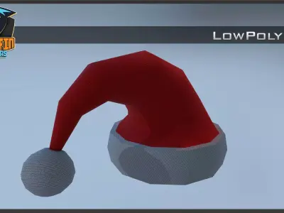 Low Poly Santa Hat Low poly 3D model Free low-poly 3D model