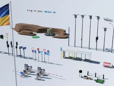 Props street Kyiv Ukraine  Free low-poly 3D model