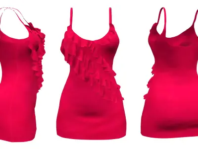 Tank Dress With Front Frills Low-poly 3D model