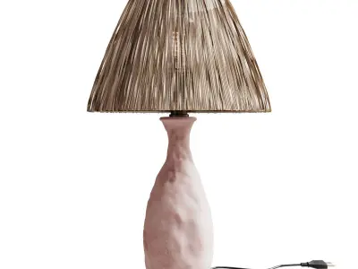 Diy Terracotta Lamp With Raffia Lampshade 3D model