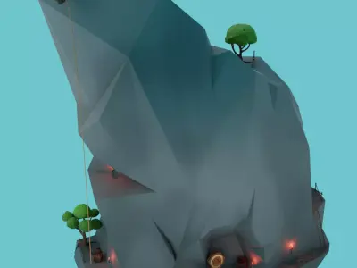 Low Poly Cliff Challenge Environment Low-poly 3D model