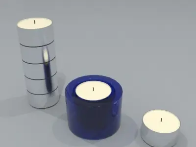 tealights and tealight holder Low-poly 3D model