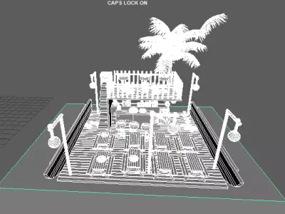 Full Cafe 3D Scene  Low-poly 3D model