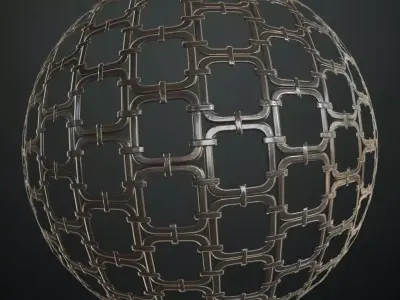 Industrial Square Interlocking Metal Chainlink PBR Seamless Texture