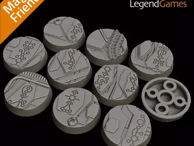 Complete Necro Tech Base set for Wargaming - solid and magnet 3D print model