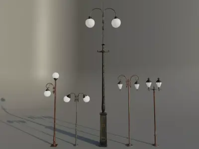 Street lights Low-poly 3D model