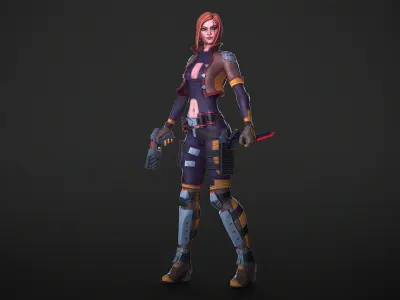 Sci-Fi Girl Mercenary 1 Game Ready 3D model Low-poly 3D model