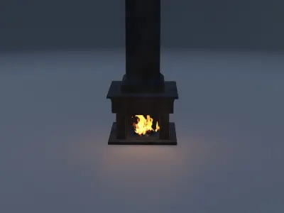 medieval fireplace lowpoly Low-poly 3D model