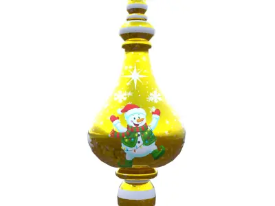 Charming Snowman Gold Holiday Bauble 3D Model  PBR Only Quads Low-poly 3D model