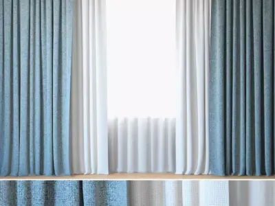 Curtains 89 Curtains with Tulle Creation Baumann ALEX 3D model