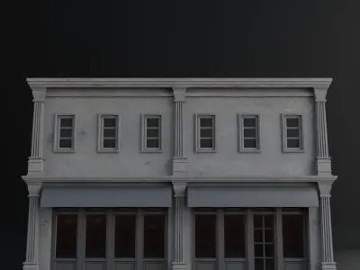OLD RETRO CLASSICAL BUILDING 10 Low-poly 3D model