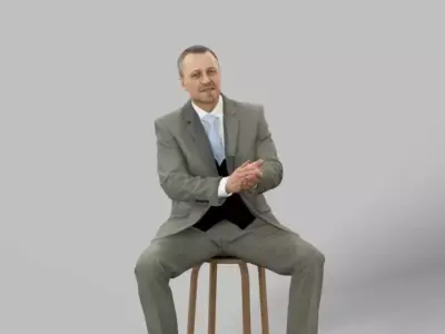 Business Man Sitting And Clapping Fortitude Low-poly 3D model