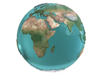 Earth Water 3D Globe No Cloud  Low-poly 3D model