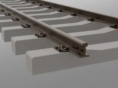 Railroad track - Railway track with concrete sleepers Low-poly 3D model