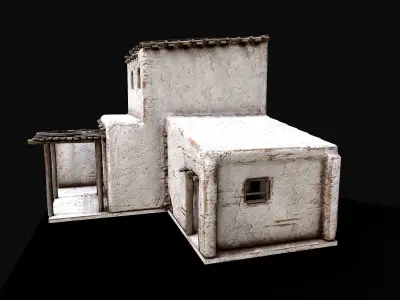 Village White Clay House 6 Low-poly 3D model
