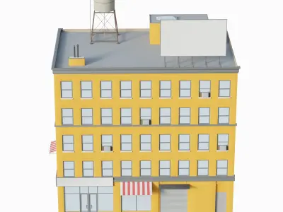 Stylized Apartment Building Low-poly 3D model