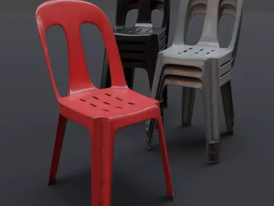 Stackable Plastic Chair Low-poly 3D model