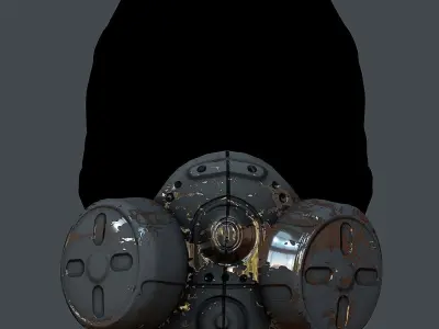 Gas mask helmet 3d model scifi Low-poly  Low-poly 3D model